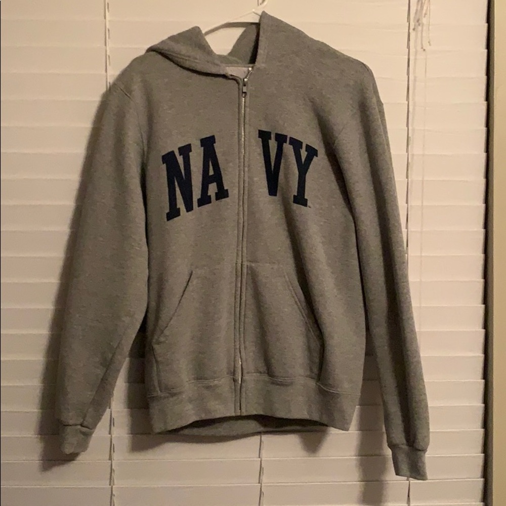 NAVY military zip up sweatshirt